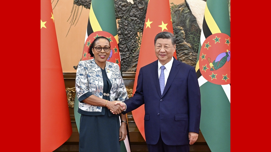 习近平会见多米尼克总统伯顿